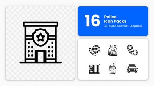 Animated Security Icons – Police, Public Safety & Law Enforcement (4K Motion Graphics)