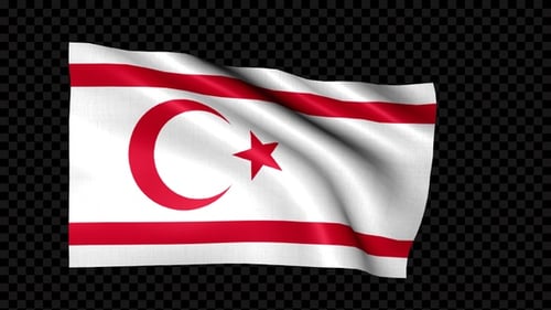 Waving Flag of Northern Cyprus with Realistic Fabric Texture