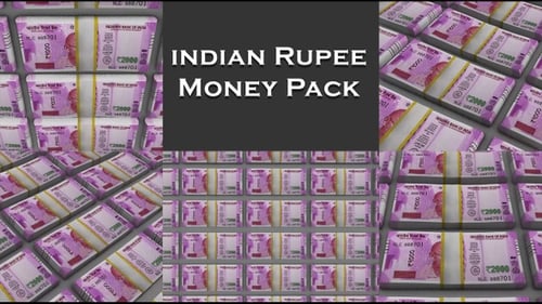 Indian Rupee Money Banknote Pack Loop Animation