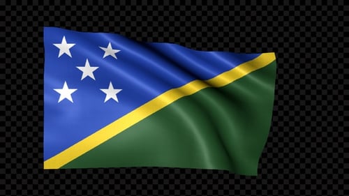 Solomon Islands National Flag Waving Loop Alpha Channel