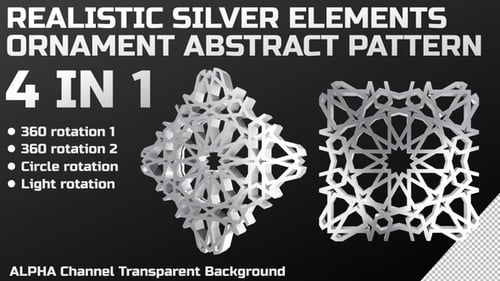3D Silver White Metal Abstract Ornament Islamic Arabic Pattern Loop 4 Packs In 1