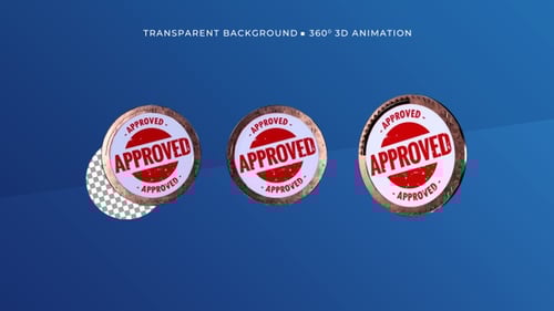 Animated 3D Approved Stamp Seal Rotation Loop