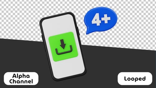 3D Animated Icon of Mobile Download | Alpha Channel