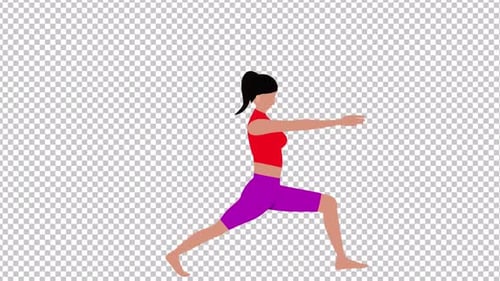 Girl Practicing Yoga | Alpha Channel