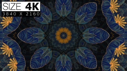 Elegant Blue and Gold Kaleidoscope Pattern Loop