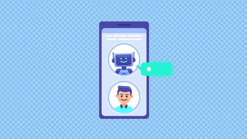 AI Chatbot Conversation on Mobile Phone Animation