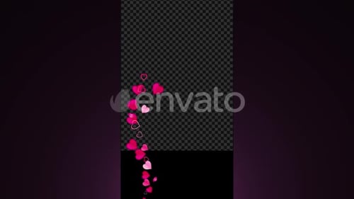 Vertical Flowing Pink Love Hearts Animation