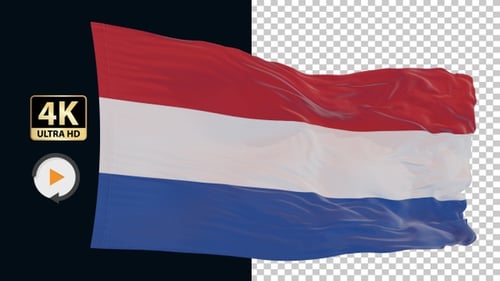 Realistic Waving Netherlands Flag Seamless Loop