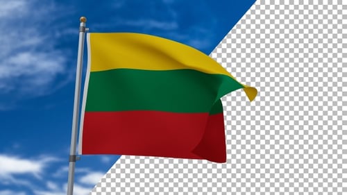 Litauische Flaggenschlaufe mit Alpha in 4K