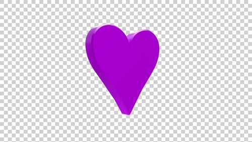 Animated 3D Purple Heart Symbol Rotating
