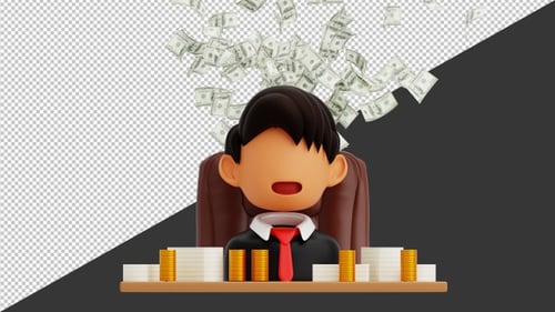 3D Financial Freedom Entrepreneur | Alpha Channel