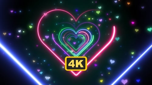 Colorful Heart Love Neon Glow Vj Loop Background