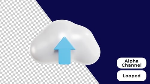 3D Animated Cloud Upload | Alpha Channel