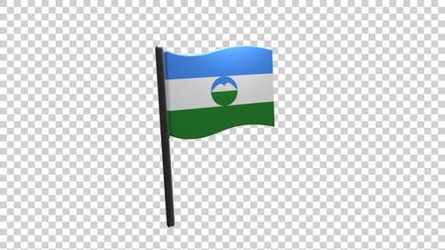 Seamless Loop 3D Waving Flag with Mountain Emblem