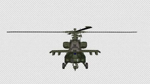 Military Helicopter - Flying Loop - Front Closeup View - II - Alpha Channel