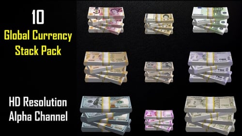 Global Currency Stack Loop Animation Pack