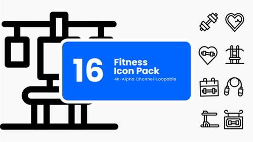 Workout- und Fitness-Symbole — Animiertes Fitness-Set (Loopable 4K)