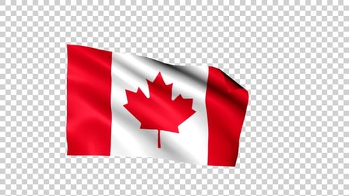 Realistic Waving Canadian Flag Animation on Transparent Background