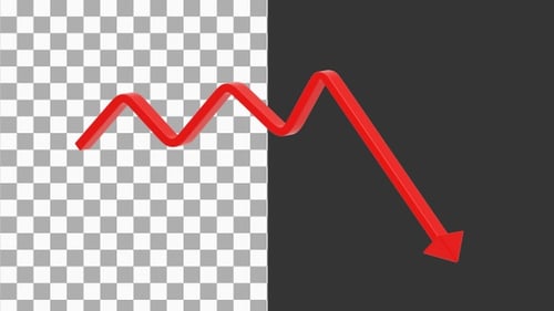 3D Sharp Down Graph | Alpha Channel