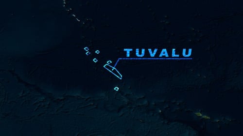 Global Map Zoom and Digital Location Reveal of Tuvalu