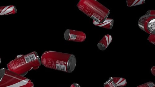Falling Red Soda Cans Seamless Loop Animation