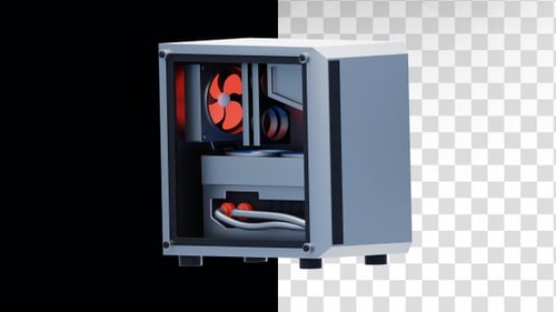 3D-Animation eines Personalcomputers. CPU-Animation