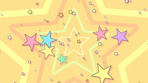 Cartoon Pop Art Colorful Stars Animated Background