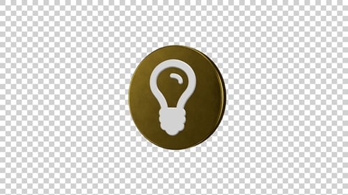 Light Bulb Icon Rotating Golden