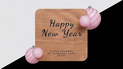 Festive Wooden Board with Rotating Pink Christmas Ornaments