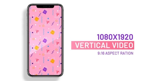 Memphis style looping geometric background pattern vertical video for social media posts