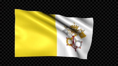 Vatican City Flag Waving with Alpha Channel
