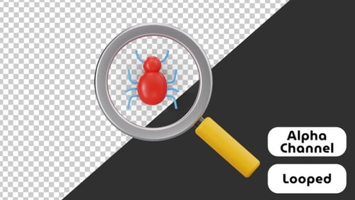 3D Magnifying Glass Reveals Animated Bug Icon