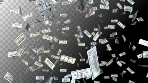 Sheets Of US Dollar Bills Falling (with alpha)