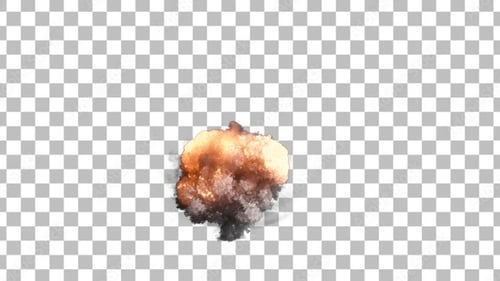 Cinematic Fireball Explosion and Expanding Volumetric Smoke Cloud
