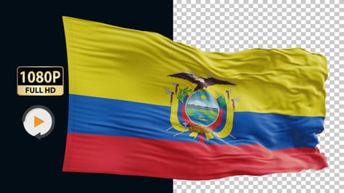 Ecuador National Flag Waving with Realistic Fabric Motion