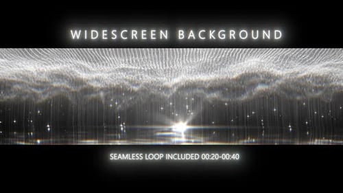 Abstract Particle Waves Widescreen Background with Glowing Light
