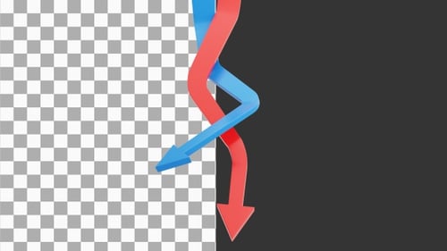 3D Decline Arrow Down | Alpha Channel