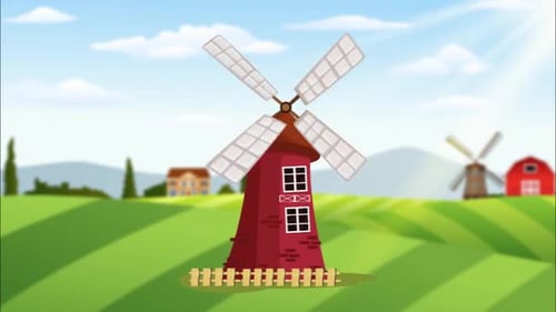 Farm Windmill Cartoon_4k