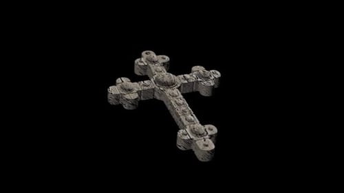 3D Animated Textured Cross Rotating Religious Symbol