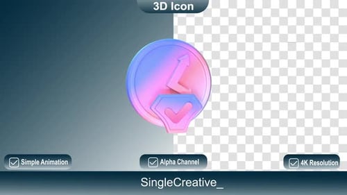 Modern 3D Gradient Icon Animation with Alpha Channel