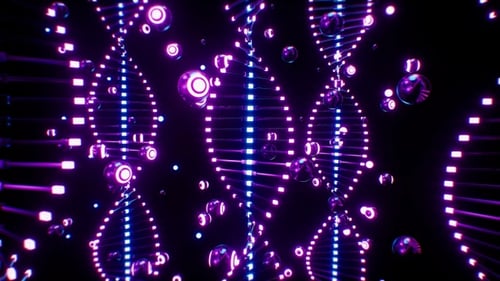 Futuristic Glowing DNA Helix Strands Abstract Loop Background