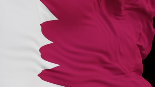 The Qatar with alpha channel waving in the wind in slow motion