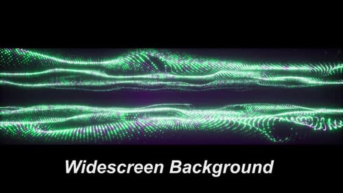 Flowing Abstract Green and purple Particle Wide Background