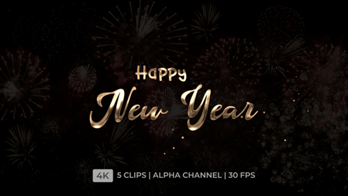 Happy New Year Fluid Metallic Text Reveal