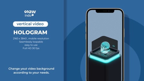 AI Futuristic Holographic Interface – 3D Vertical Loop Animation transparent background
