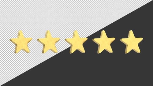 3D Five Golden Stars | Alpha Channel