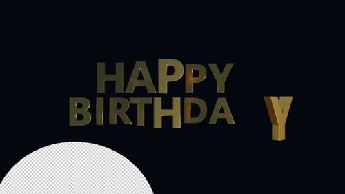 Golden 3D Happy Birthday Text Animation