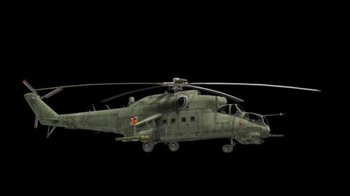 Animated Military Attack Helicopter with Spinning Rotors for Combat Scenes