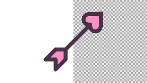Animated Pink Heart Arrow Flat Design Icon Rotation