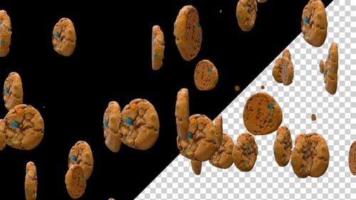 Falling Chocolate Chip Cookies with Candy Pieces Loop